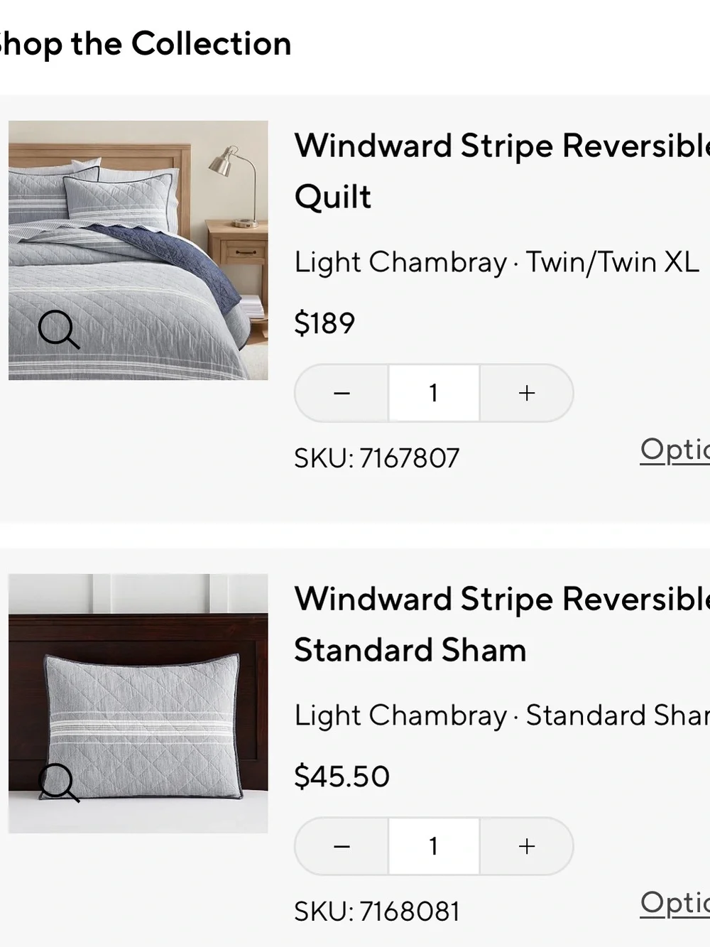Pottery Barn Teen Winward Stripe Light Chambray Quilt &standard sham Twin XL Bed